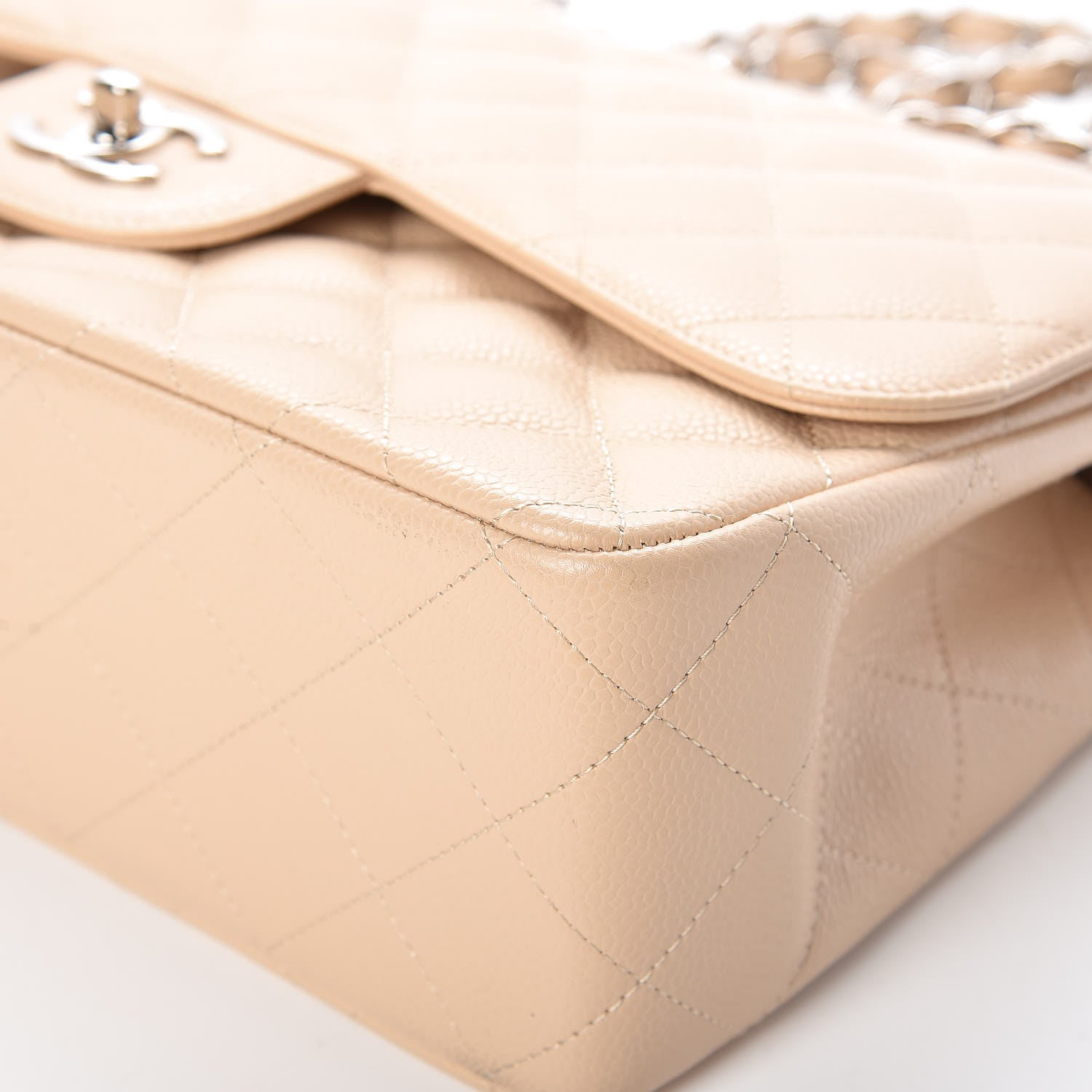Chanel Caviar Quilted Jumbo Double Flap Beige Clair 11 of 13
