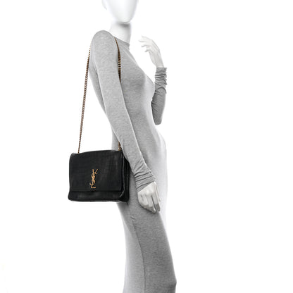 Saint Laurent Smooth Calfskin Suede Medium Reversible Monogram Kate Satchel Black 2 of 9