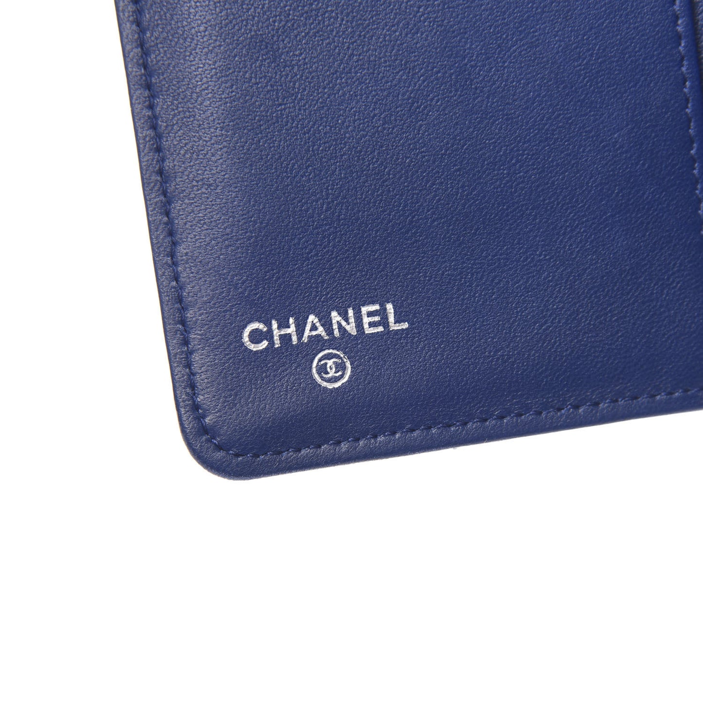 Lambskin Quilted Yen Wallet Blue