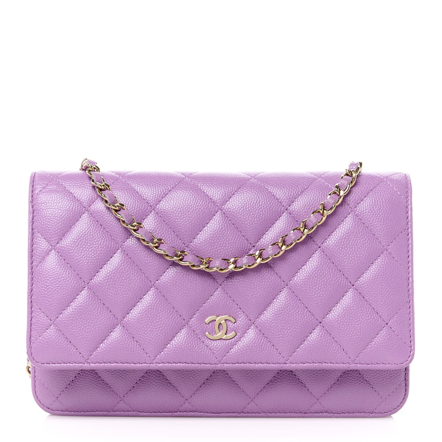 Caviar Quilted Wallet On Chain WOC Purple