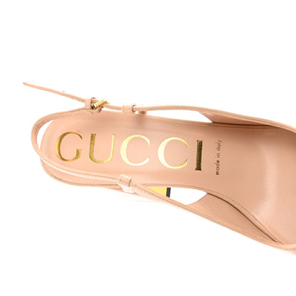 Gucci Malaga Kid Horsebit 75mm Slingback Pumps 38.5 Skin Rose 7 of 8