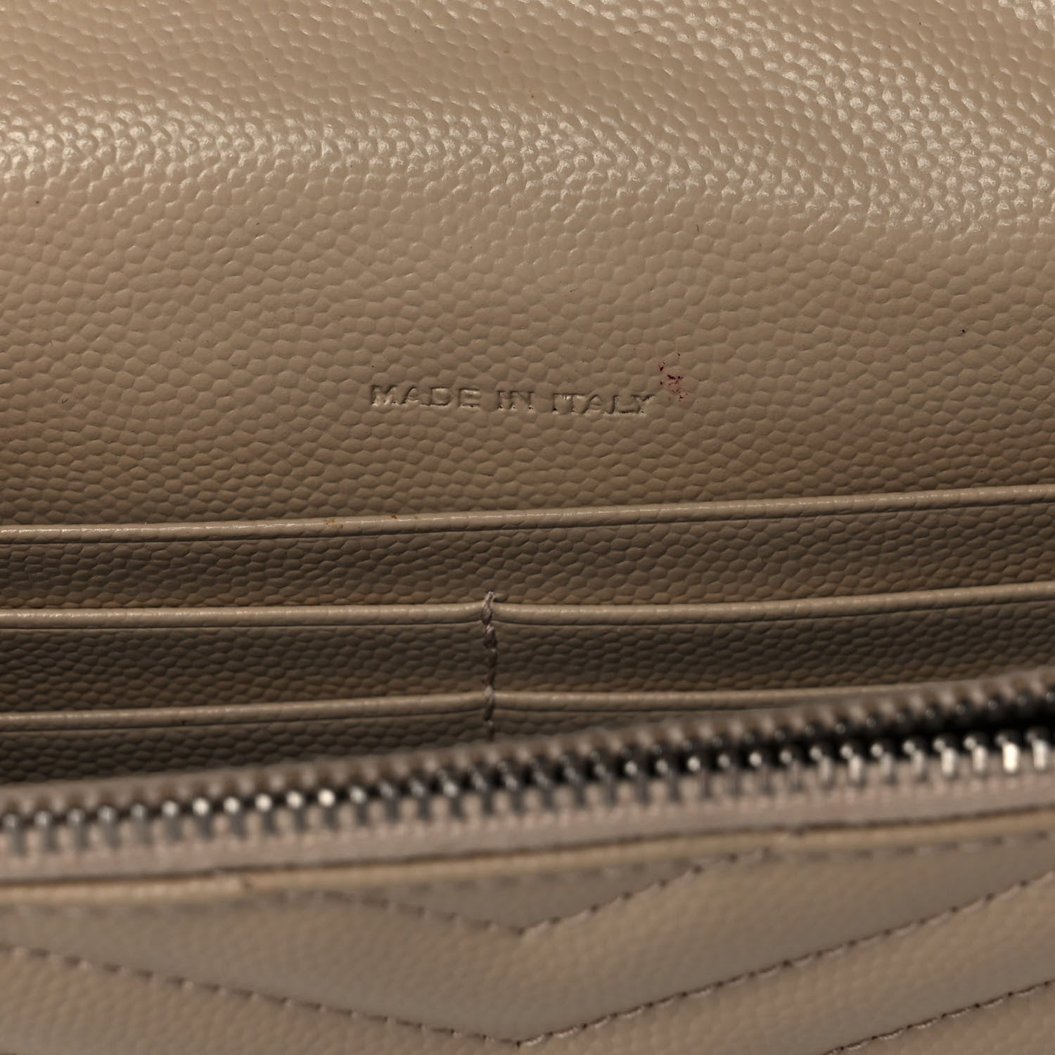 Saint Laurent Grain De Poudre Matelasse Chevron Monogram Envelope Chain Wallet Dark Beige 8 of 10