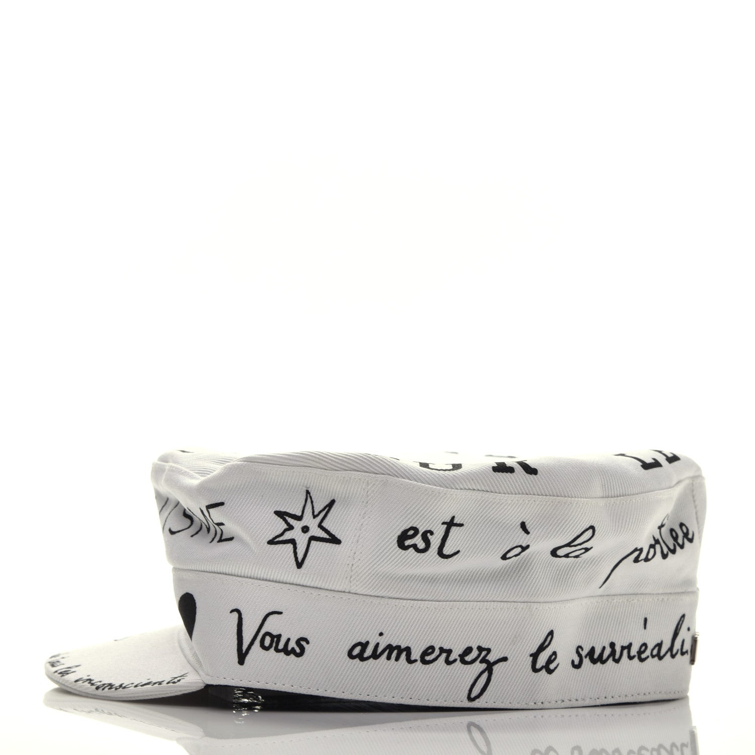 Christian Dior Canvas Printed Daydream Words Cap Hat 57 White 2 of 5