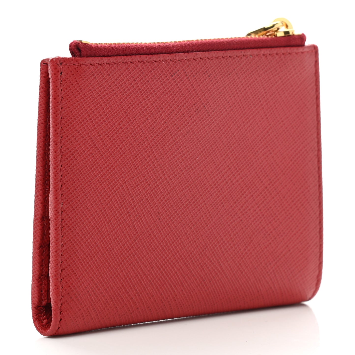 Saffiano Zip Top Compact Wallet Fuoco