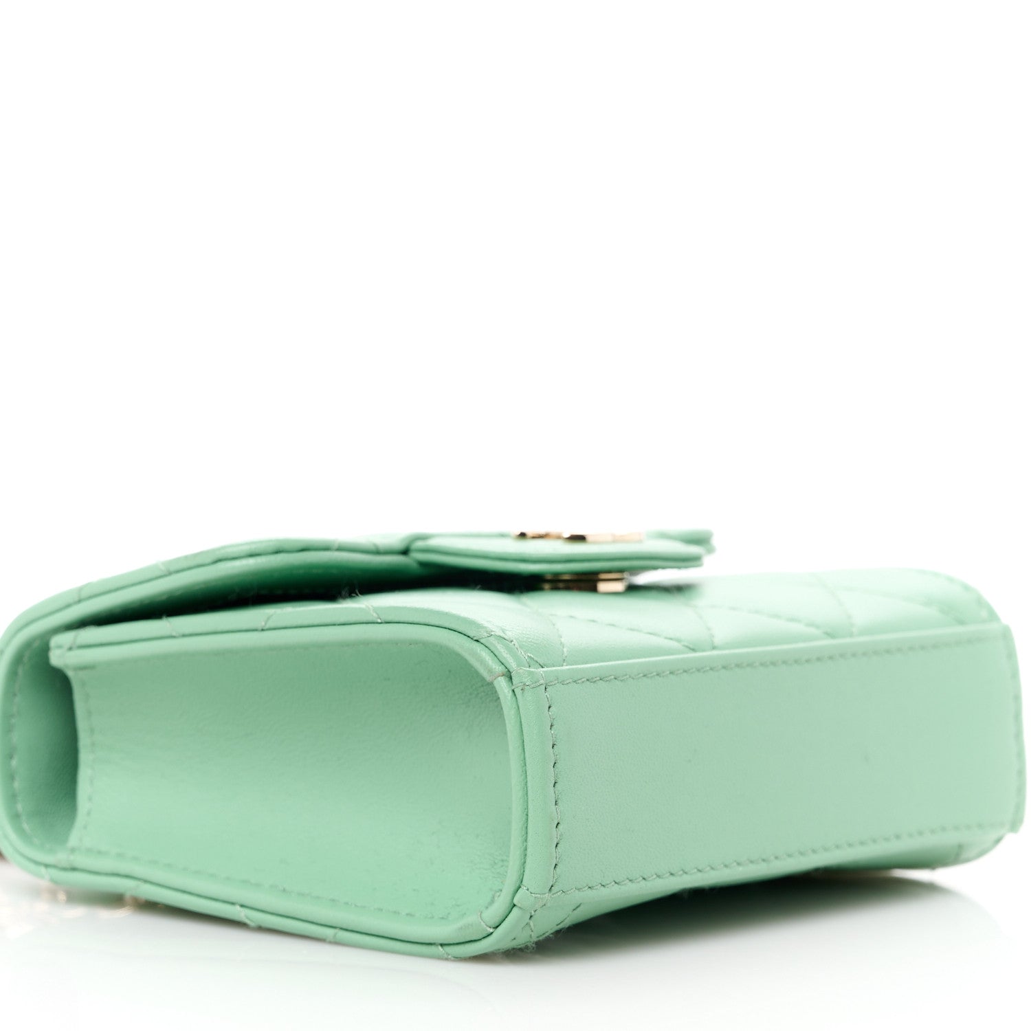 Chanel Lambskin Quilted Top Handle Flap Clutch With Chain Light Green 9 of 11