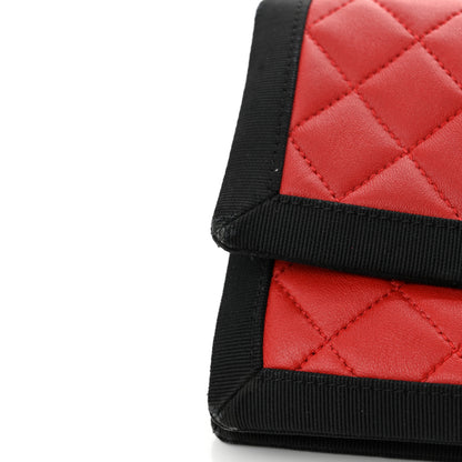 Chanel Lambskin Grosgrain Quilted Flap Red Black 13 of 13