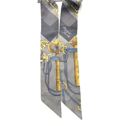 Hermes Silk Cliquetis Twilly Vert De Gris Anthracite 5 of 8