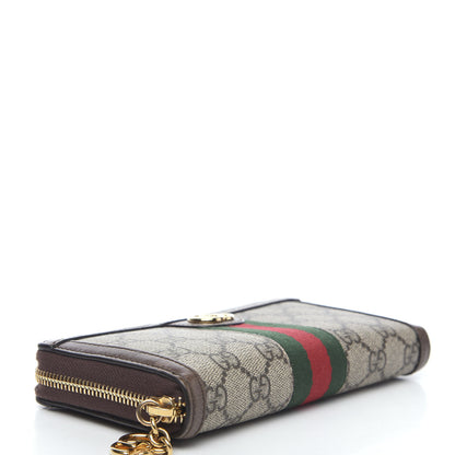 Gucci GG Supreme Monogram Web Ophidia Zip Around Wallet Brown 3 of 9