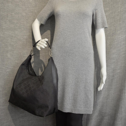 Gucci Nylon Monogram Large Hobo Black 2 of 8