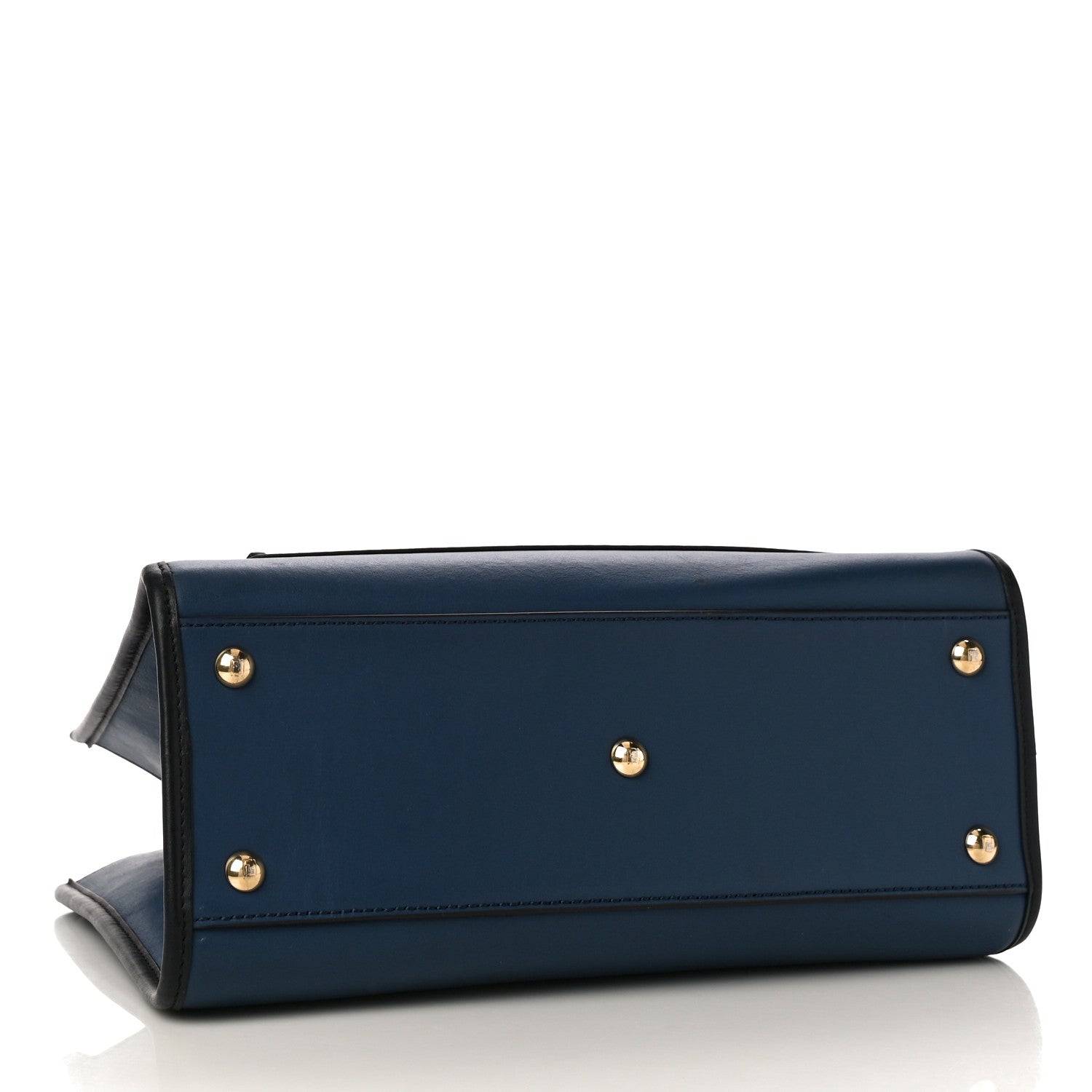 Fendi Vitello Century Opaco F is Fendi Bi-Color Small Runaway Satchel Blu Scuro Black 4 of 13