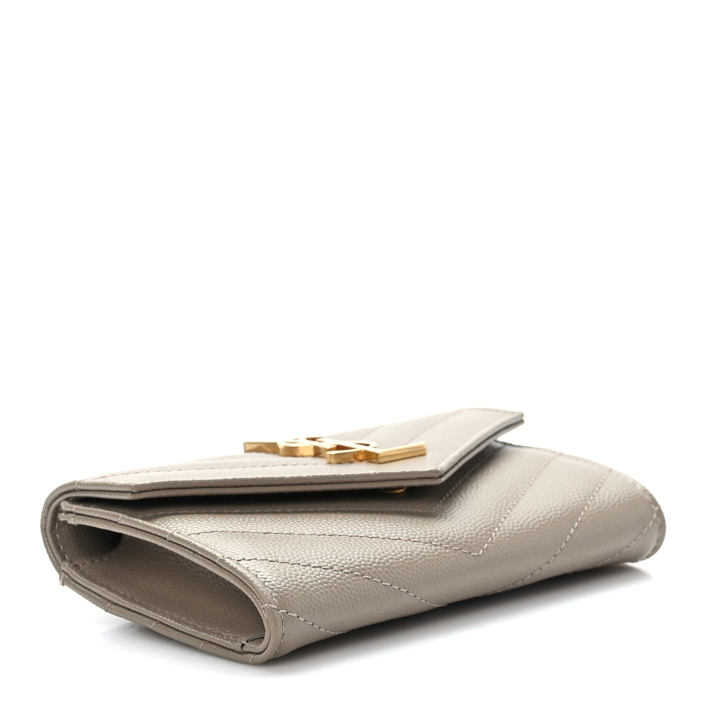 Grain De Poudre Matelasse Chevron Small Monogram Envelope Wallet Dark Beige