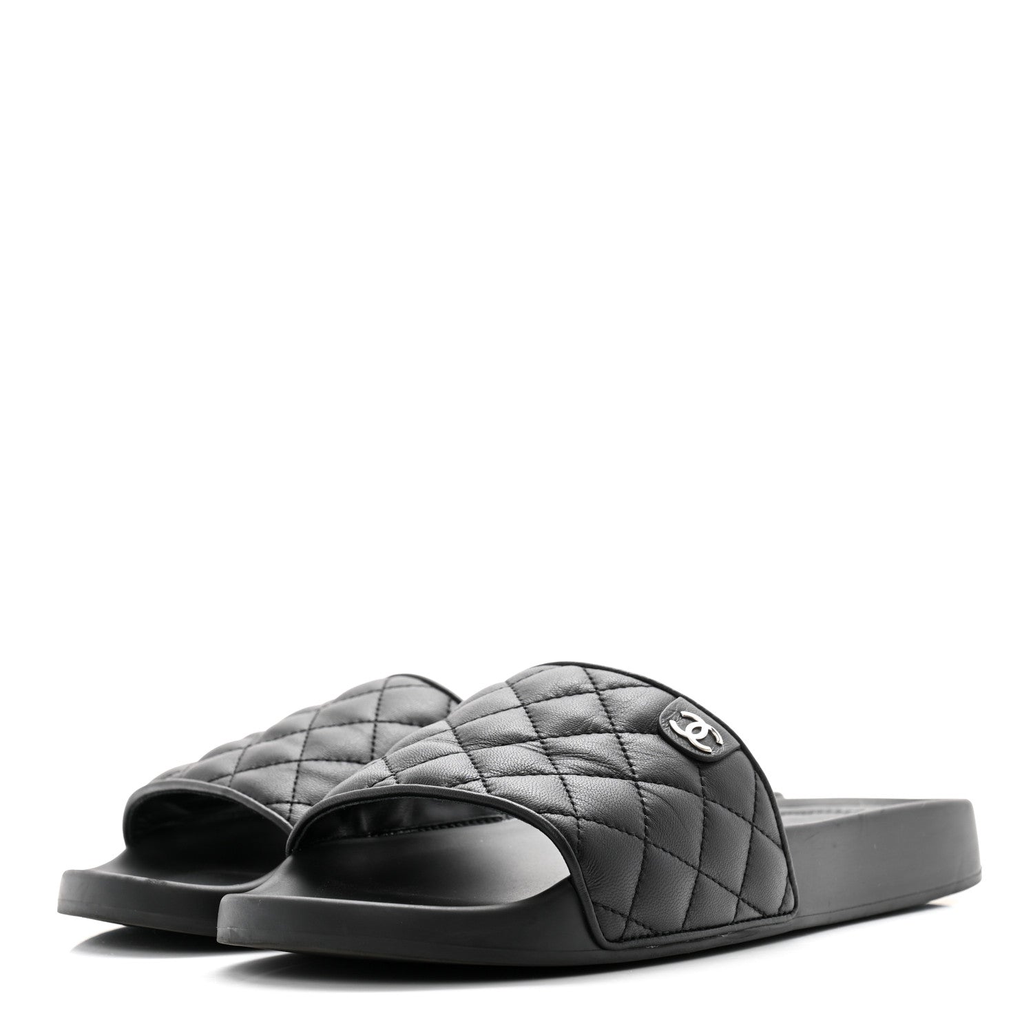 Chanel Lambskin Quilted CC Mules Sandals 40 Black 3 of 10