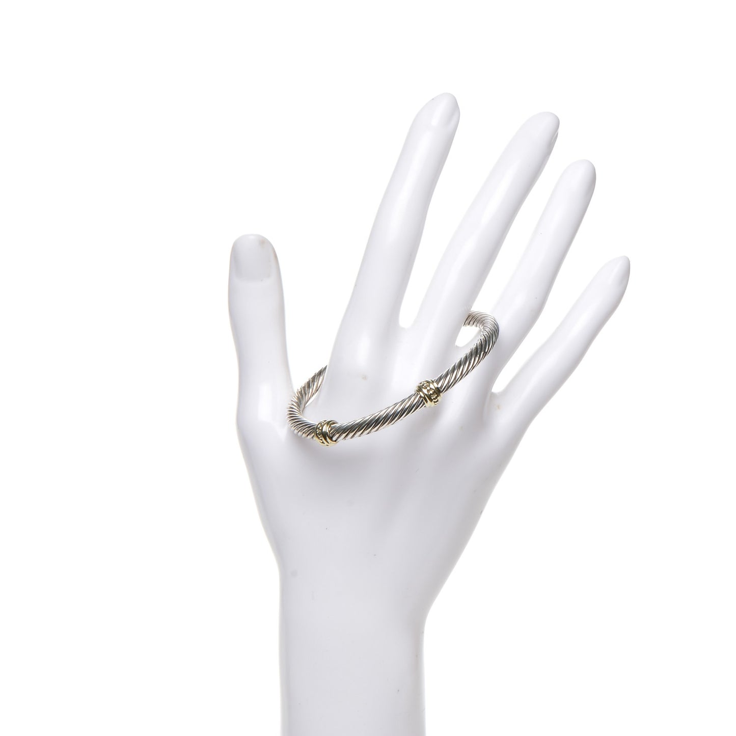 Sterling Silver 14K Yellow Gold 5mm Cable Classics Two Station Bracelet