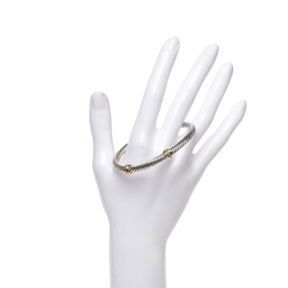 David Yurman Sterling Silver 14K Yellow Gold 5mm Cable Classics Two Station Bracelet 2 of 4