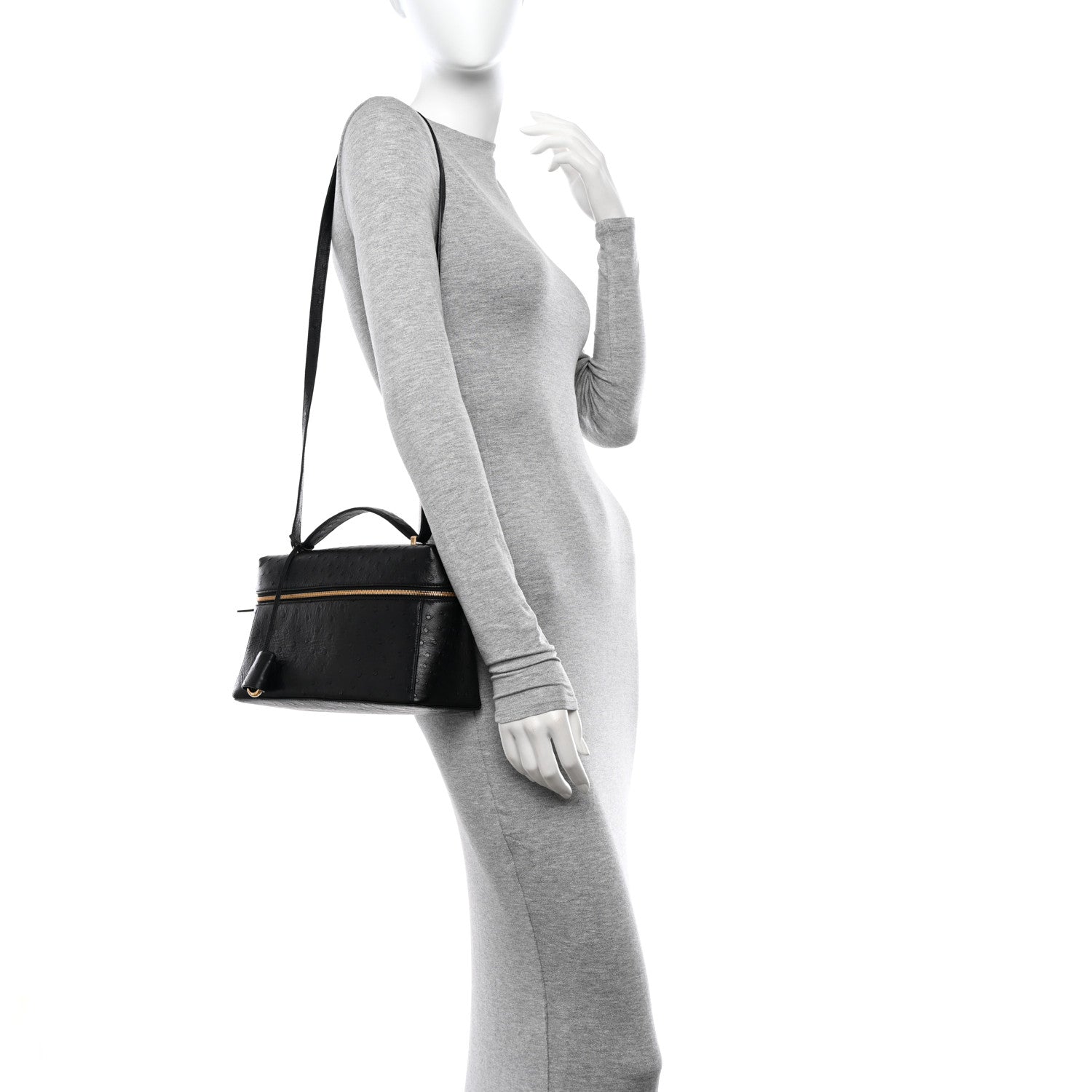Loro Piana Ostrich Extra Bag L27 Black 1510113 – FASHIONPHILE