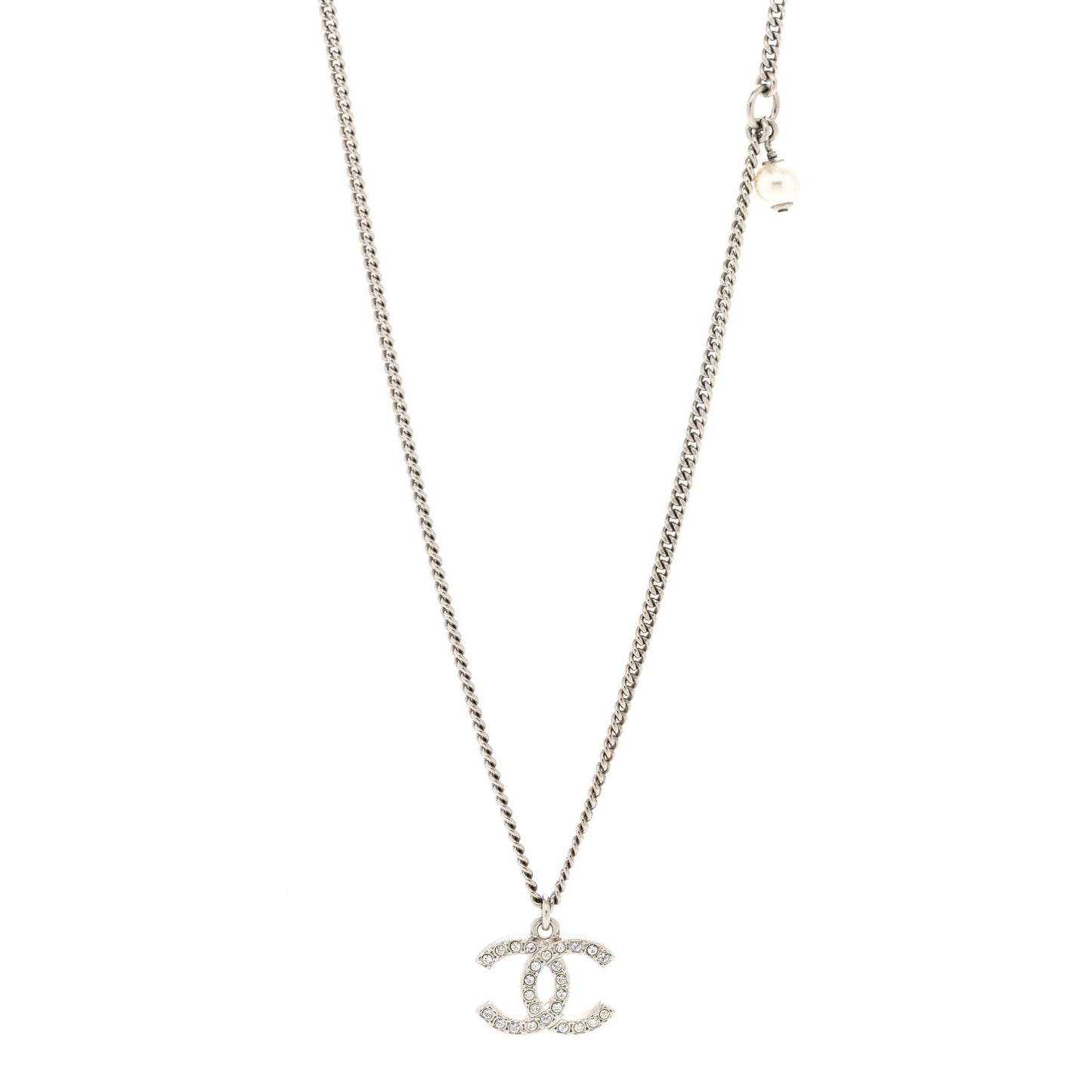 Crystal CC Pendant Necklace Silver Black