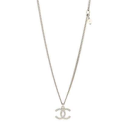 Chanel Crystal CC Pendant Necklace Silver Black 1 of 5