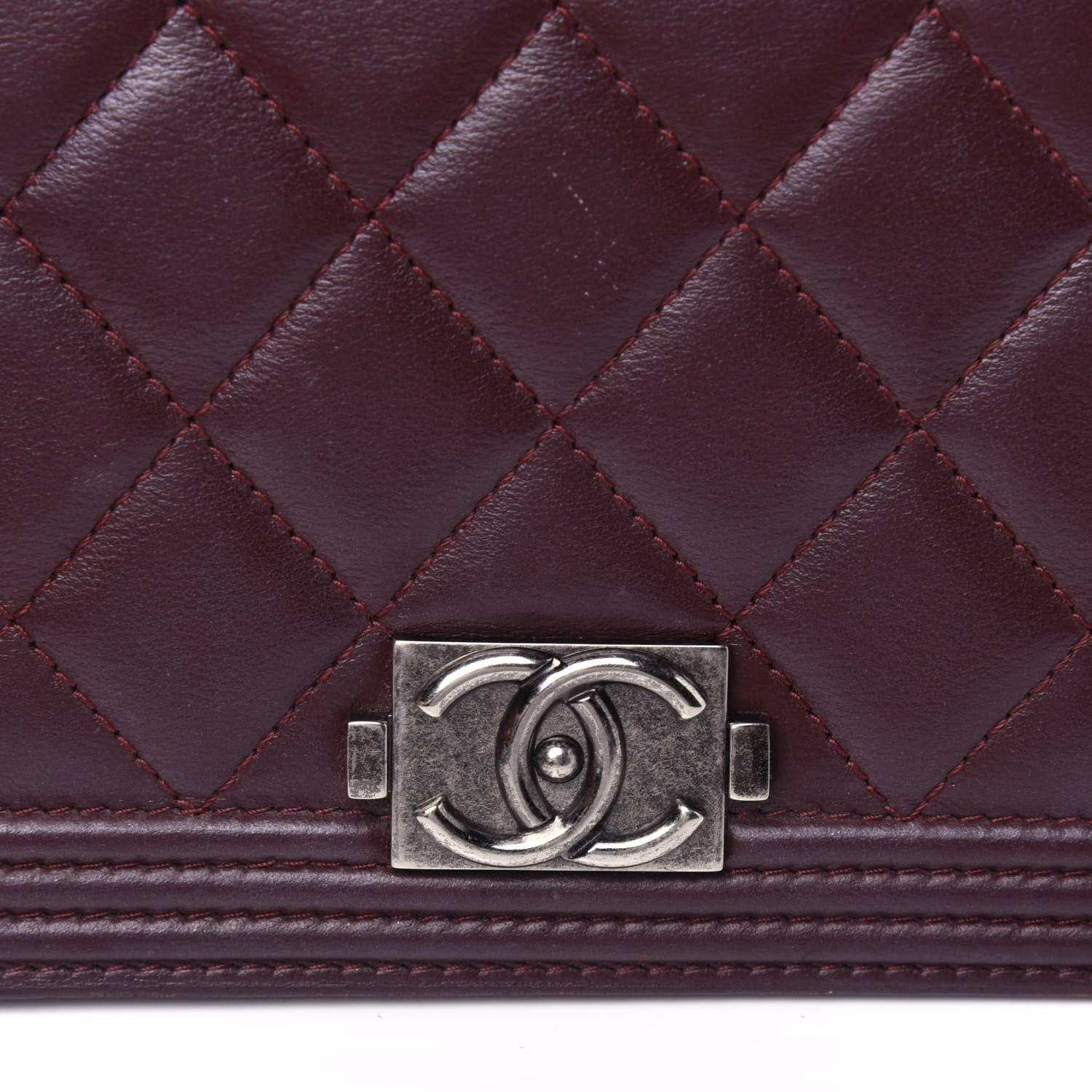 Chanel Lambskin Quilted Boy Yen Wallet Dark Red 20 of 20