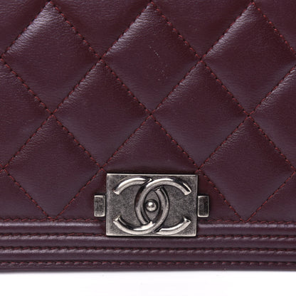 Chanel Lambskin Quilted Boy Yen Wallet Dark Red 20 of 20
