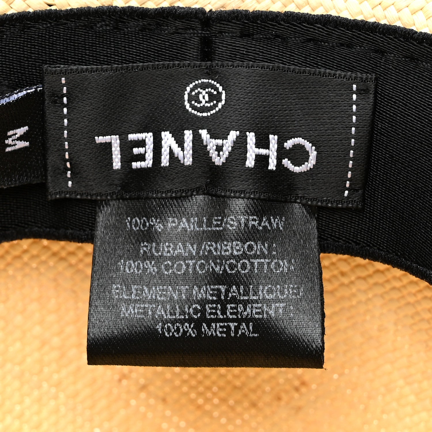 Chanel Straw Ribbon Fedora Hat M Beige Multicolor 1889522
