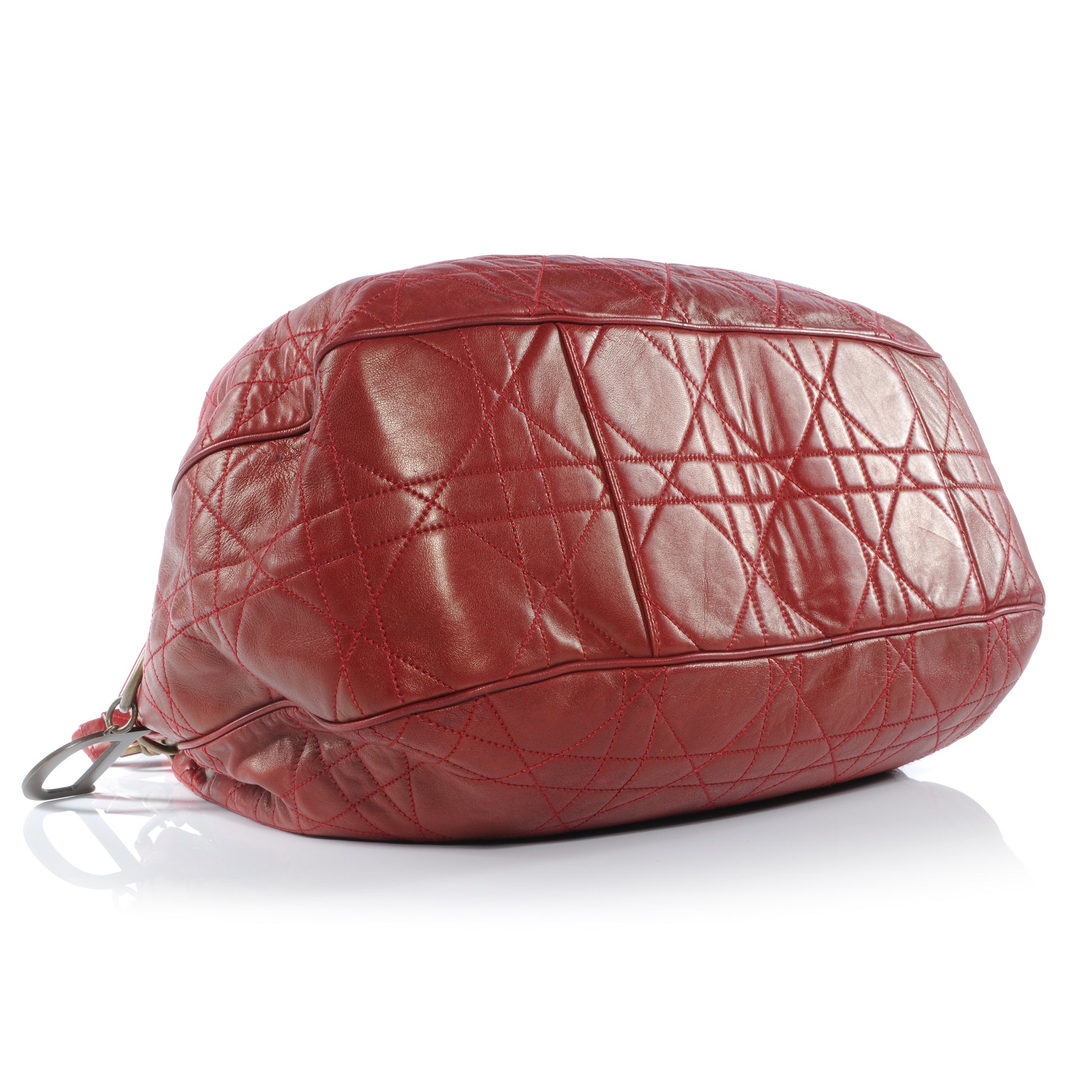 Christian Dior Lambskin Cannage Drawstring Bag Red 4 of 7