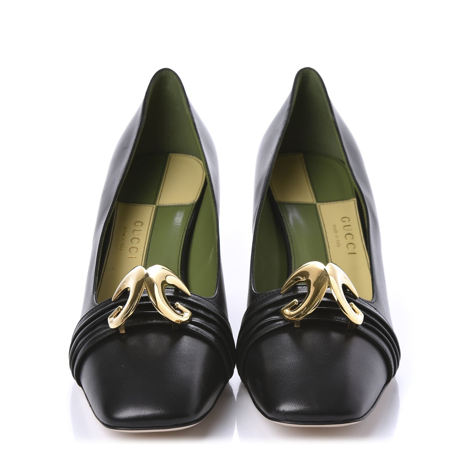 Gucci Malaga Kid Half Moon GG Square Toe Pumps 40 Black 2 of 10