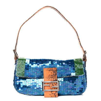 Fendi Lizard Beaded Sequin Baguette Multicolor 1 of 14