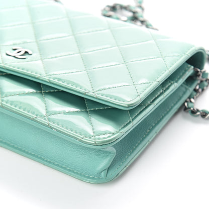 Chanel Patent Quilted Wallet On Chain WOC Green 10 of 10