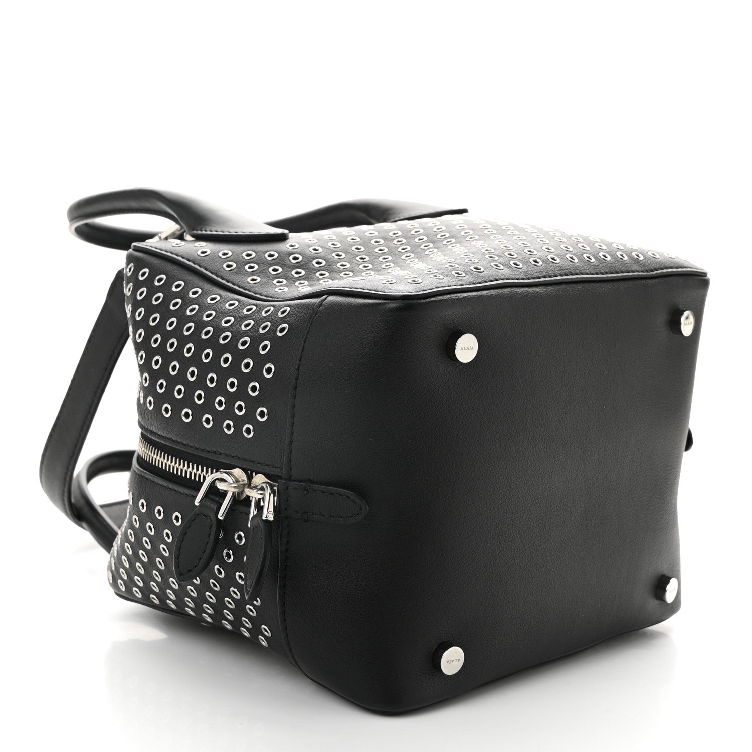Alaia Calfskin Grommet Studded Top Handle Bag Black 4 of 9