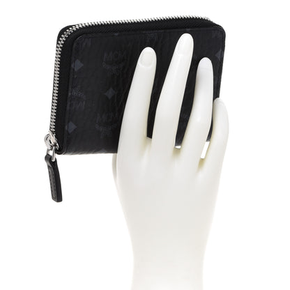MCM Visetos Mini Zip Around Wallet Black 2 of 6