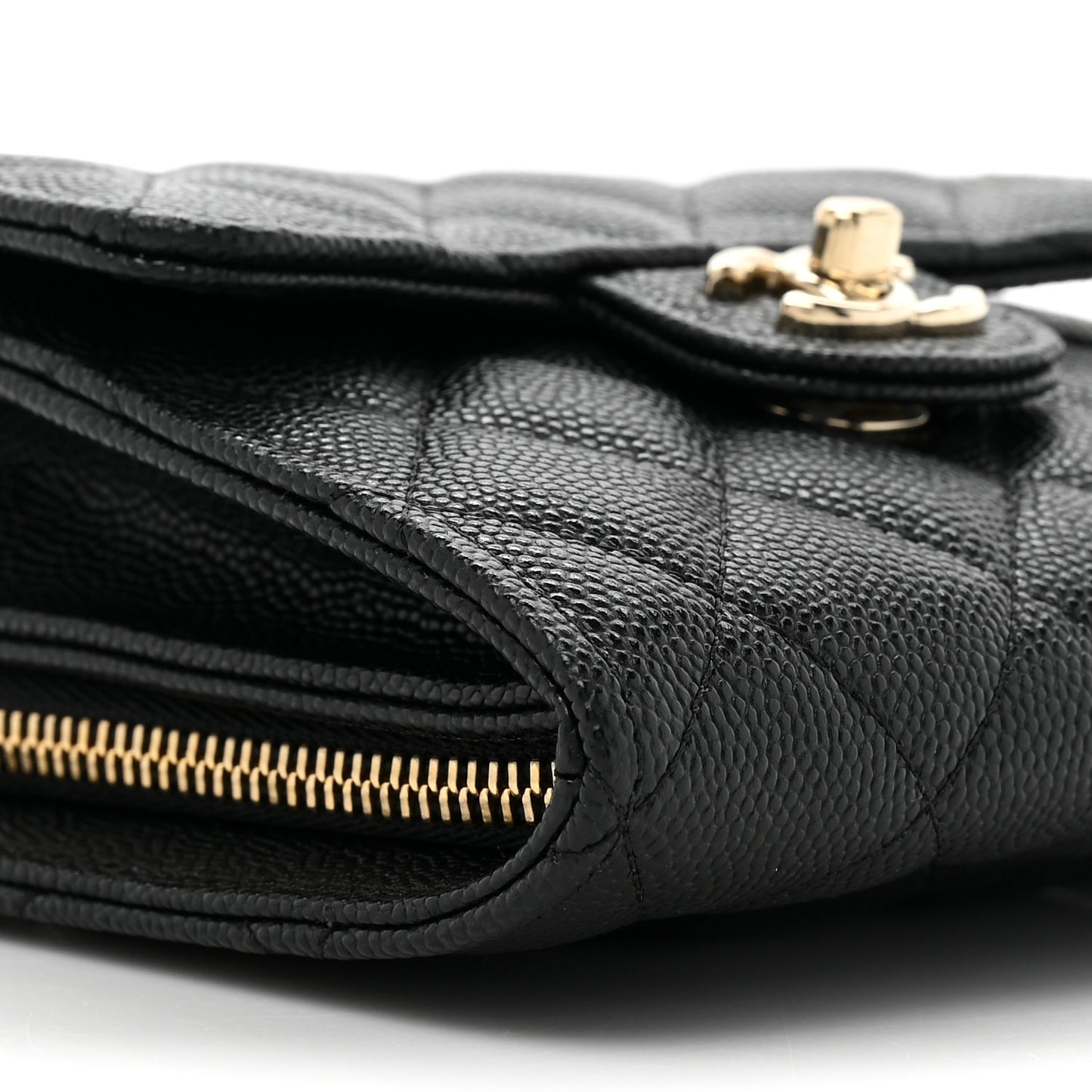 Caviar Quilted Clutch With Chain Bag Black