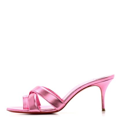 Christian Louboutin Metallic Calfskin Simply Me 70 Slide Sandals 41 Pink 1 of 12