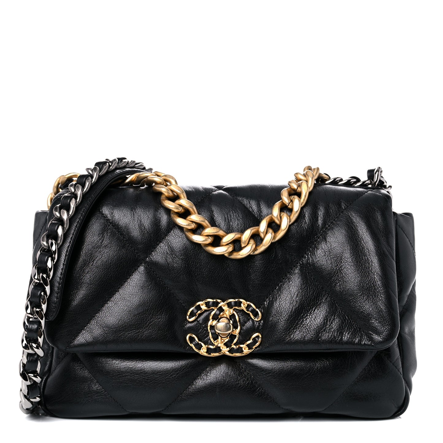 Goatskin Quilted Medium Chanel 19 Flap Black