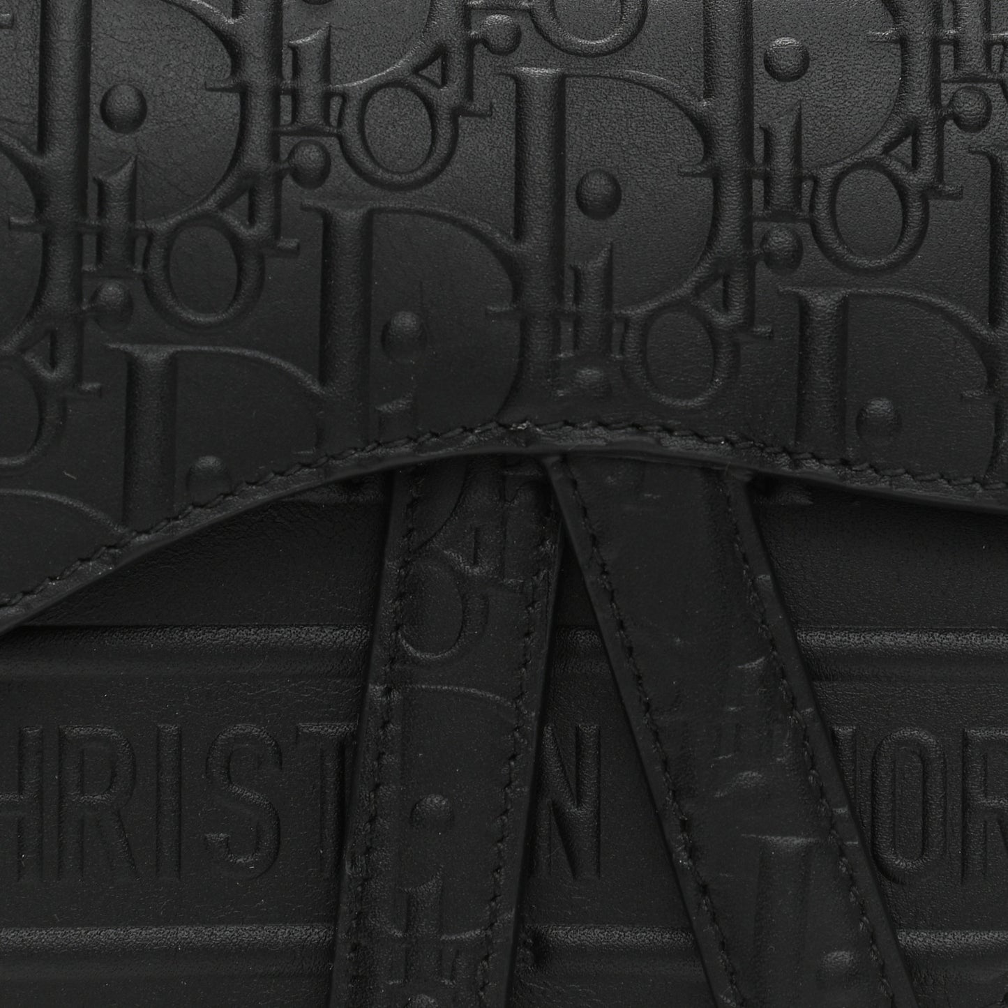 Calfskin Embossed Oblique Mini Saddle Bag Black