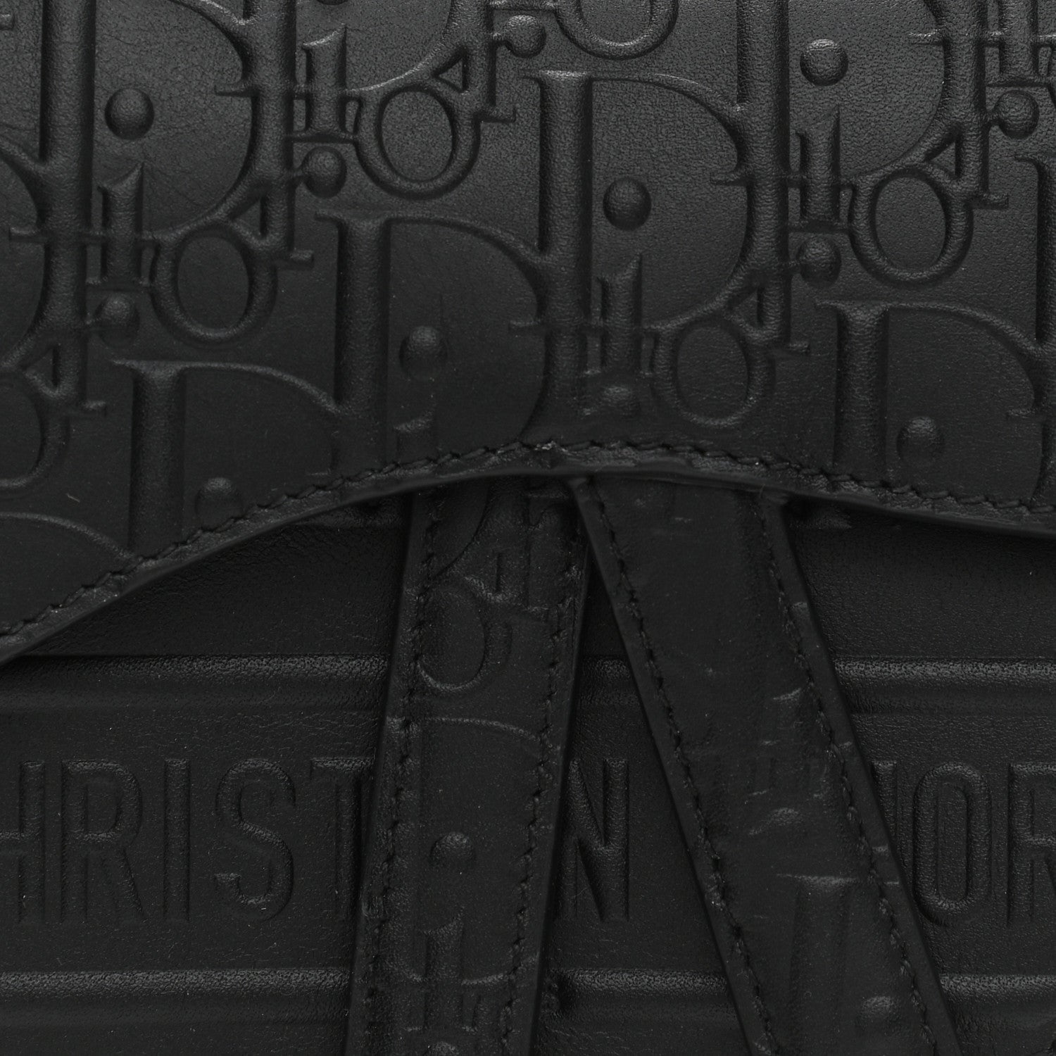 Christian Dior Calfskin Embossed Oblique Mini Saddle Bag Black 6 of 6