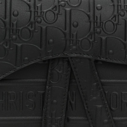 Christian Dior Calfskin Embossed Oblique Mini Saddle Bag Black 6 of 6