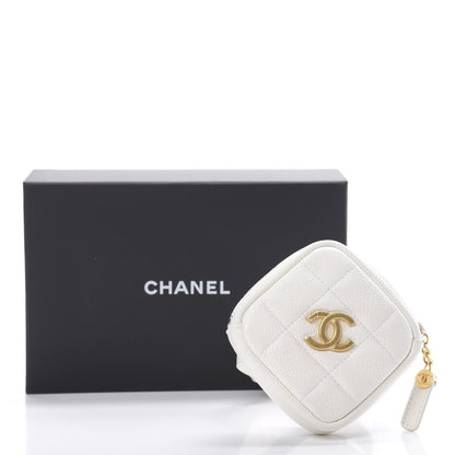 Chanel Caviar Quilted Diamond Arm Coin Purse White 8 of 8