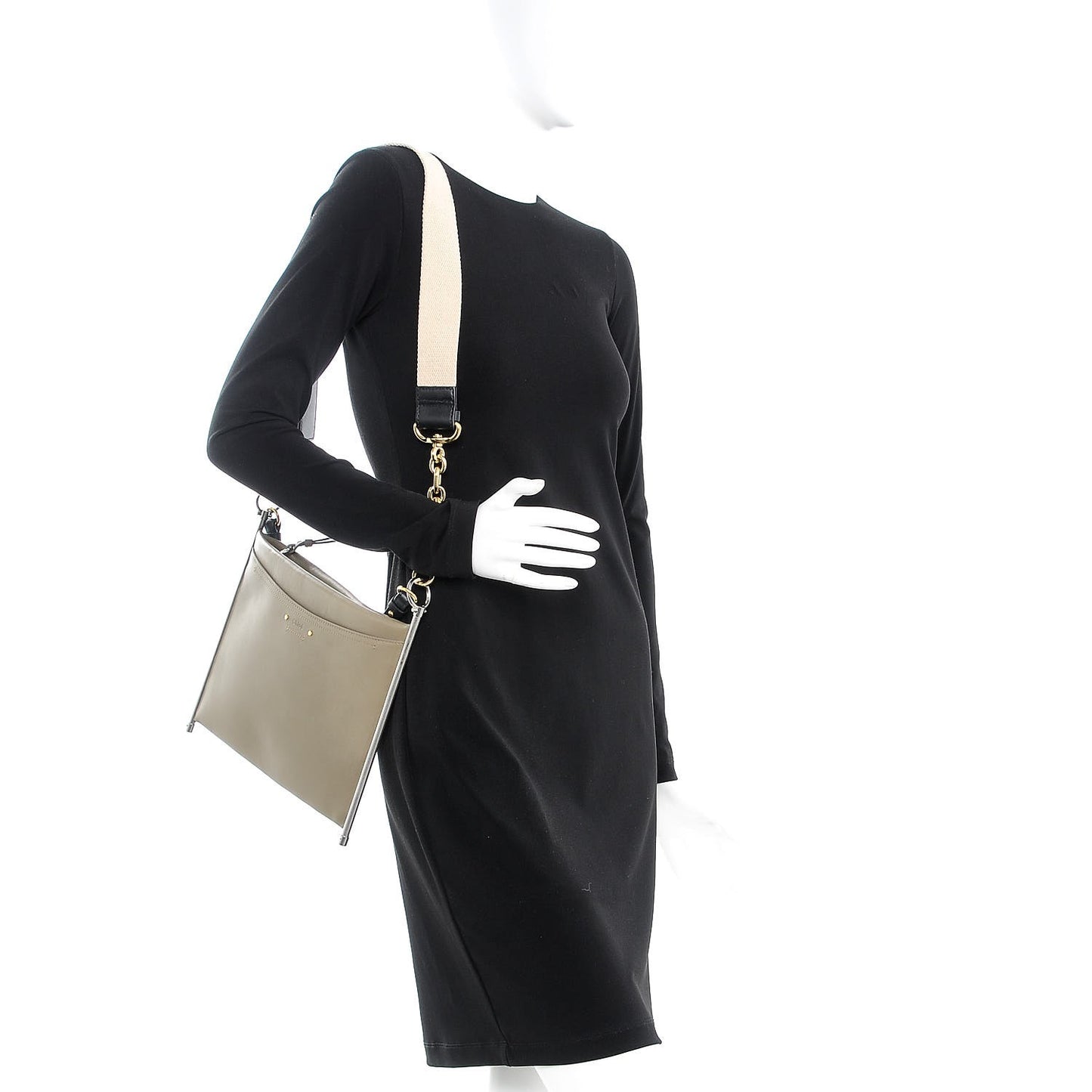 Smooth Calfskin Medium Roy Clutch Merino Grey