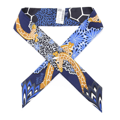 Hermes Silk The Three Graces Twilly Bleu Nuit Gold Black 1 of 4