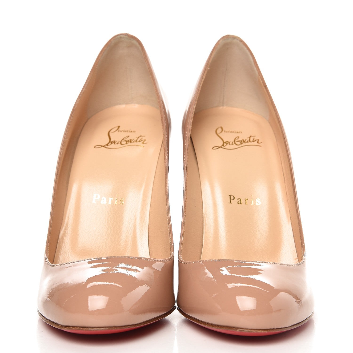 Christian Louboutin Patent Ron Ron 100 Pumps 37 Nude 2 of 9