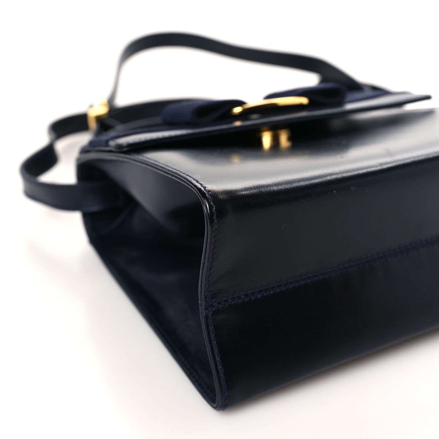 Calfskin Vera Bow Mini Top Handle Crossbody Bag Navy