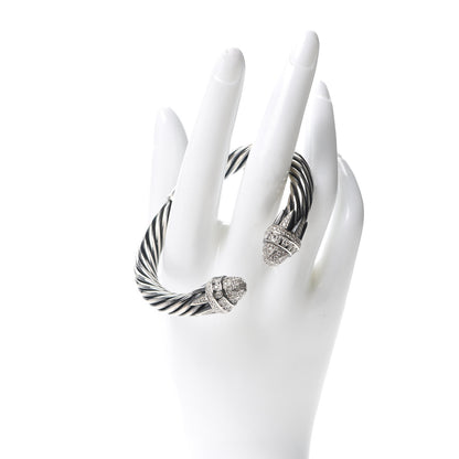 David Yurman Sterling Silver Black Rhodium Diamond 9mm Cable Statue of Liberty Bracelet 2 of 4