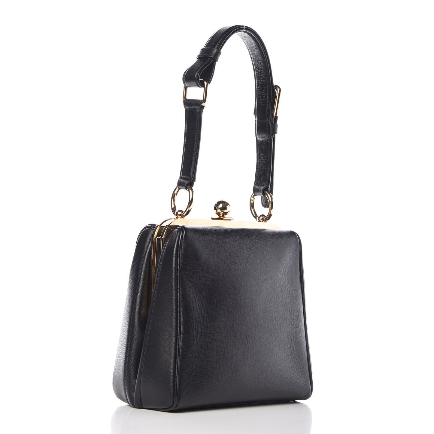 Calfskin Agata Shoulder Bag Black