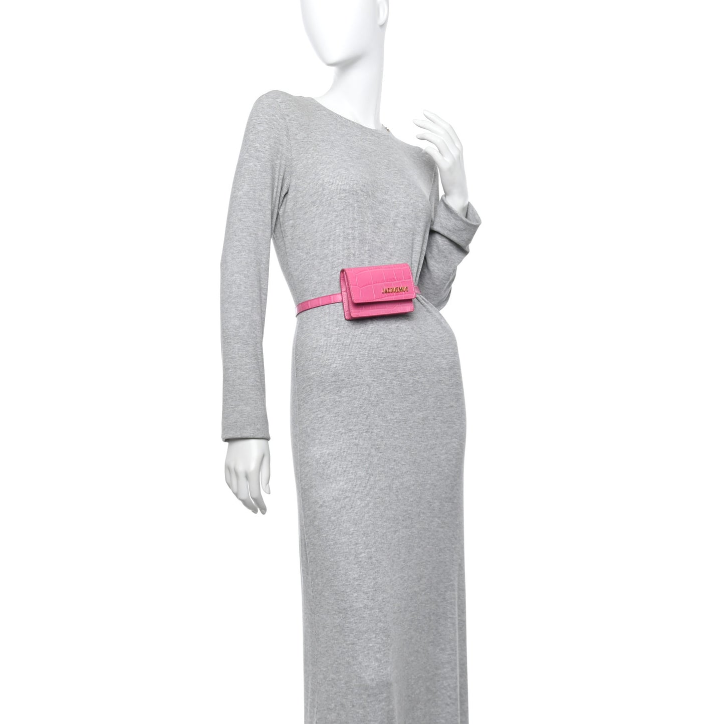 Calfskin Crocodile Embossed Le Ceinture Bello Belt Bag Pink