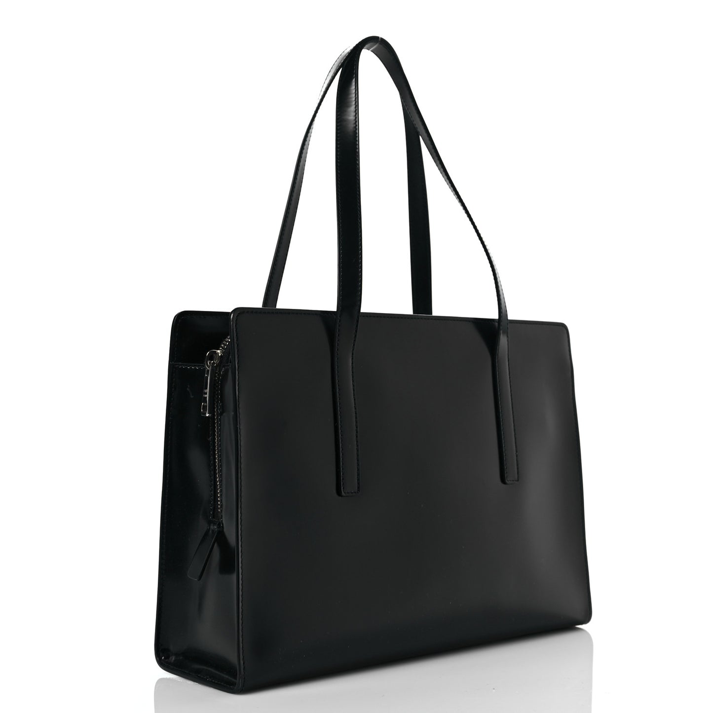 Spazzolato Medium Re-Edition 1995 Double Handle Handbag Black