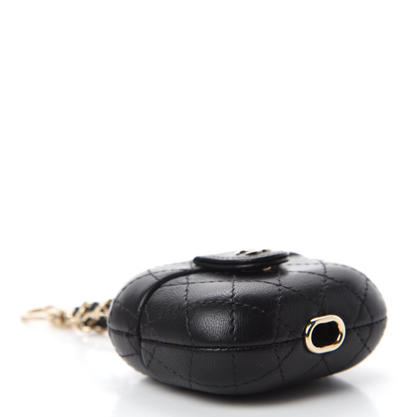 Lambskin Quilted Airpods Pro Case With Chain Black