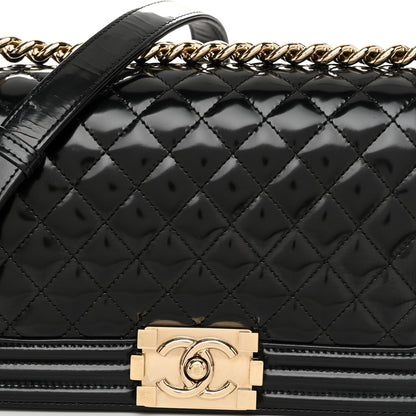Chanel Patent Calfskin Quilted Medium Boy Flap Black 9 of 12