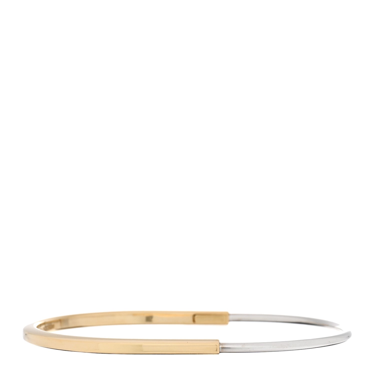 Tiffany 18K Yellow White Gold Tiffany Narrow Lock Bangle Bracelet 1 of 6