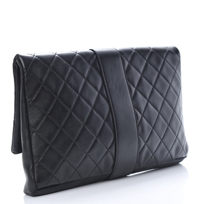 Chanel Lambskin Quilted Grip Clutch Black 3 of 8