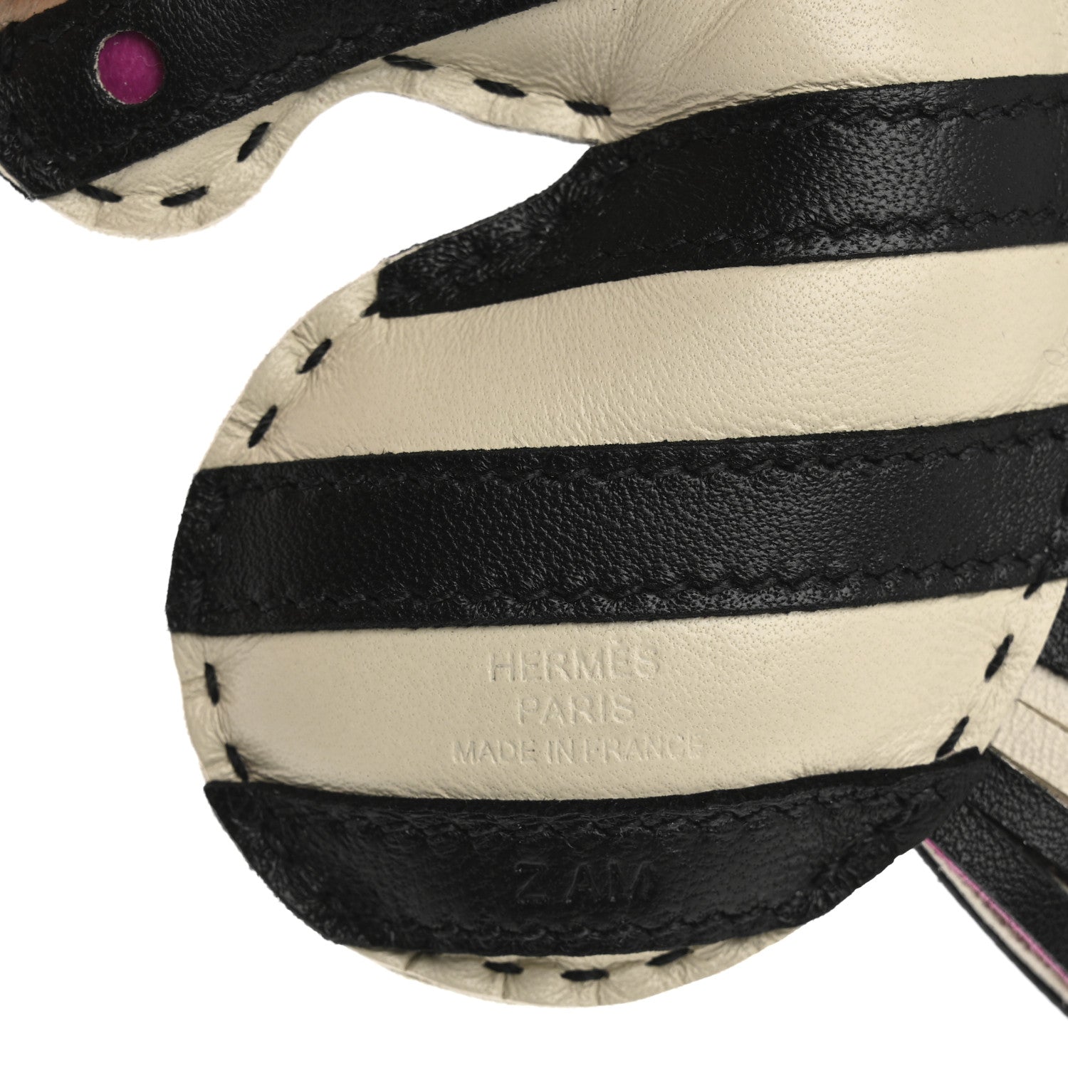 Hermes Milo Lambskin Geegee Savannah Bag Charm Craie Black Rose Mexico 3 of 6